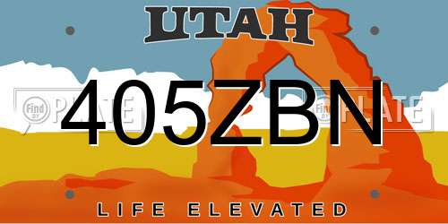 405ZBN Utah License Plate