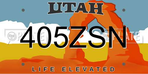 405ZSN Utah License Plate