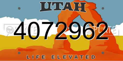 4072962 Utah License Plate