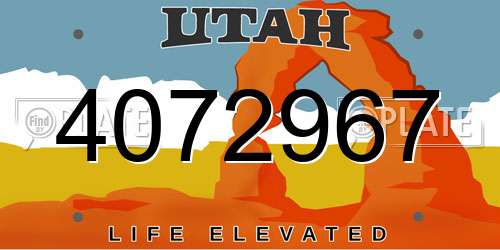 4072967 Utah License Plate