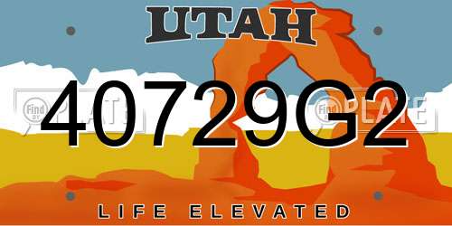 40729G2 Utah License Plate