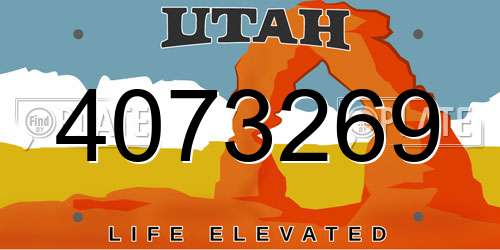 4073269 Utah License Plate