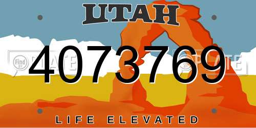 4073769 Utah License Plate