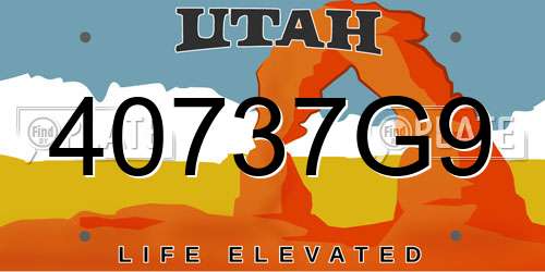 40737G9 Utah License Plate