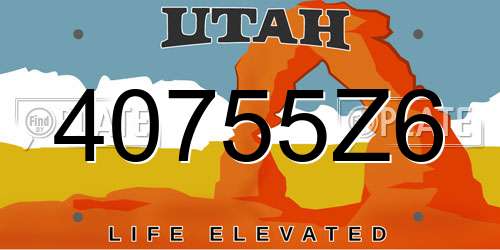 40755Z6 Utah License Plate