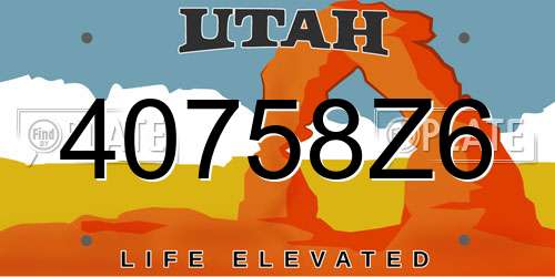 40758Z6 Utah License Plate