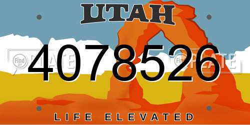 4078526 Utah License Plate