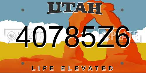 40785Z6 Utah License Plate