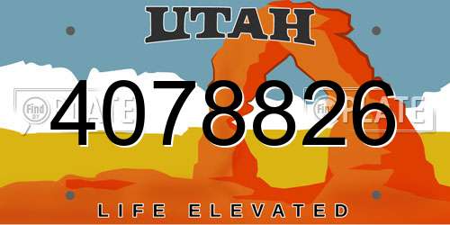 4078826 Utah License Plate