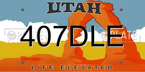 407DLE Utah License Plate