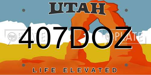 407DOZ Utah License Plate