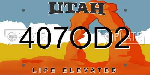407OD2 Utah License Plate