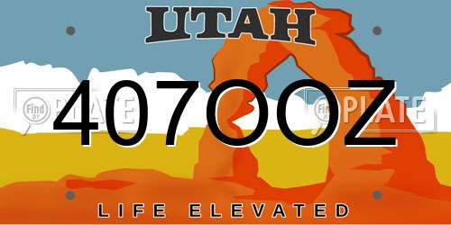 407OOZ Utah License Plate