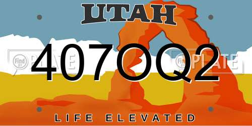 407OQ2 Utah License Plate