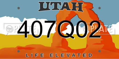 407Q02 Utah License Plate