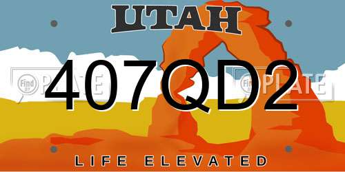 407QD2 Utah License Plate