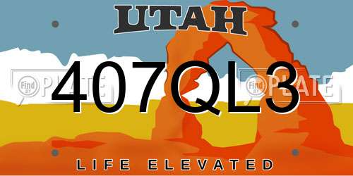 407QL3 Utah License Plate