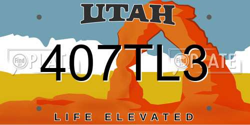 407TL3 Utah License Plate
