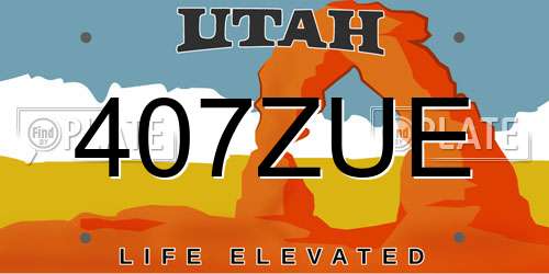 407ZUE Utah License Plate