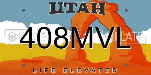 408MVL Utah License Plate