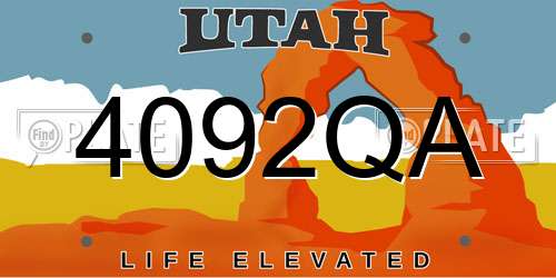 4092QA Utah License Plate