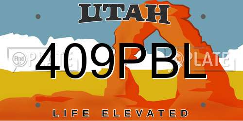 409PBL Utah License Plate
