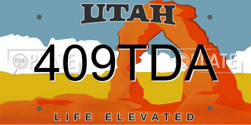 409TDA Utah License Plate
