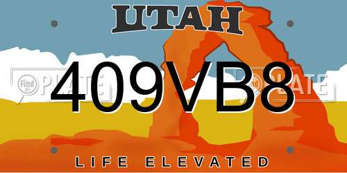 409VB8 Utah License Plate