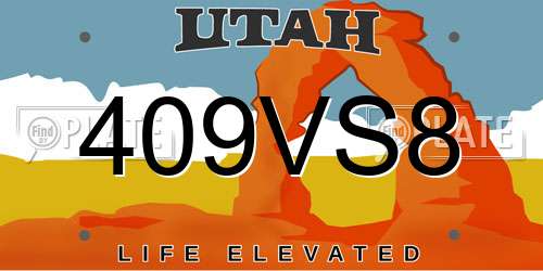 409VS8 Utah License Plate