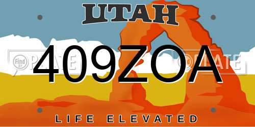 409ZOA Utah License Plate