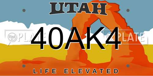 40AK4 Utah License Plate