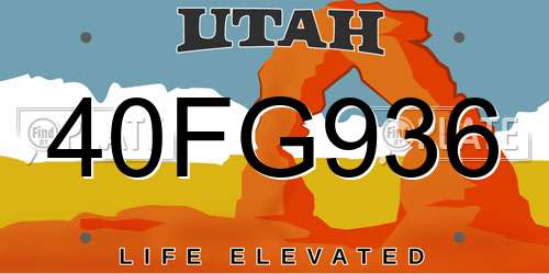 40FG936 Utah License Plate