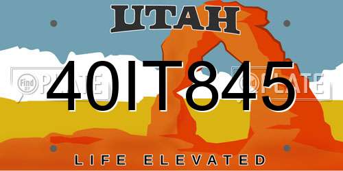 40IT845 Utah License Plate