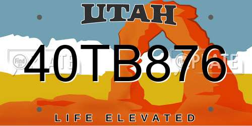 40TB876 Utah License Plate