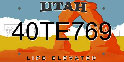 40TE769 Utah License Plate