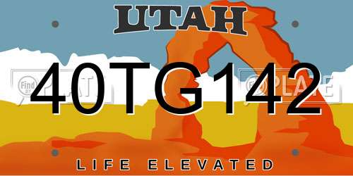 40TG142 Utah License Plate