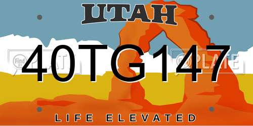 40TG147 Utah License Plate
