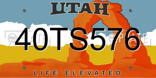 40TS576 Utah License Plate