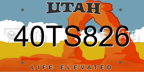 40TS826 Utah License Plate