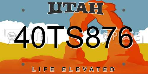 40TS876 Utah License Plate