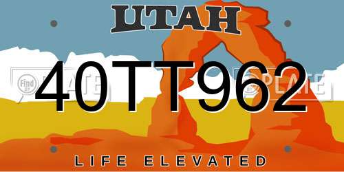 40TT962 Utah License Plate