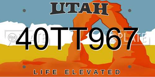 40TT967 Utah License Plate