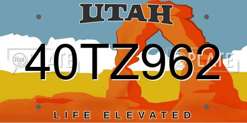 40TZ962 Utah License Plate