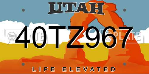 40TZ967 Utah License Plate