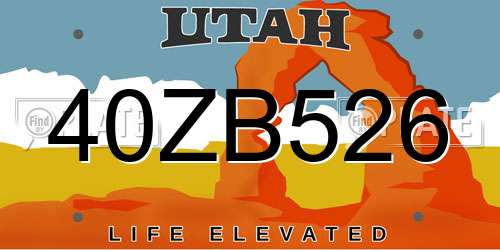 40ZB526 Utah License Plate