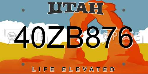 40ZB876 Utah License Plate