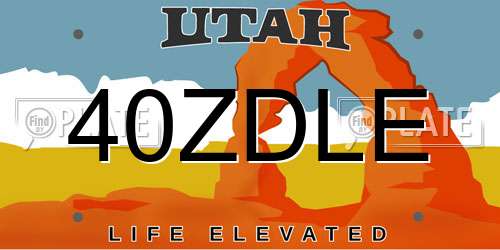 40ZDLE Utah License Plate