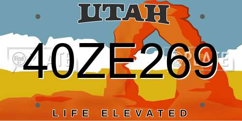 40ZE269 Utah License Plate