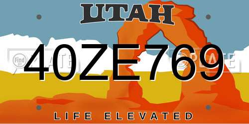 40ZE769 Utah License Plate