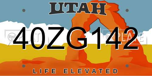 40ZG142 Utah License Plate